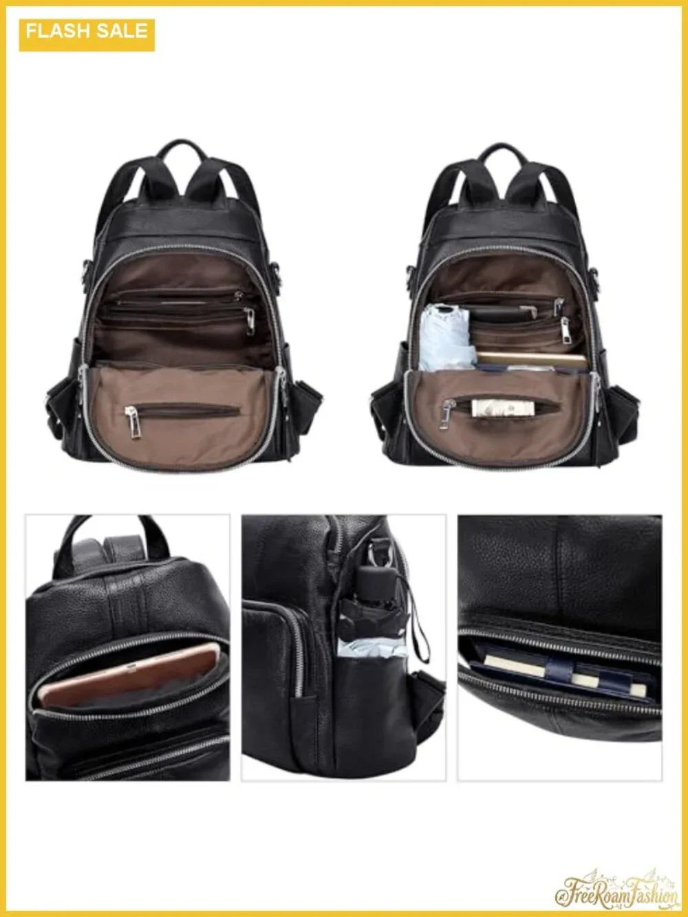 Genuine Leather Convertible Backpack for Women Anti-Theft Daypack